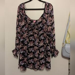 Miami Francesca's Pink And Purple Floral Mini Dress